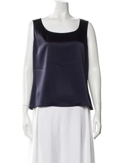 Pre-owned St. John Caviar Scoop Neck Sleeveless Top In Blue