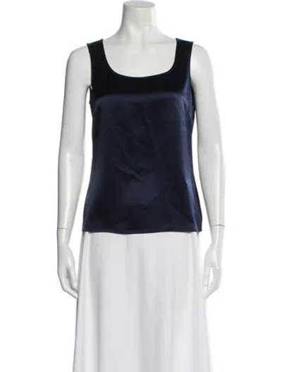 Pre-owned St. John Caviar Scoop Neck Sleeveless Top In Blue