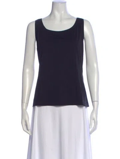 Pre-owned St. John Caviar Scoop Neck Sleeveless Top In Blue