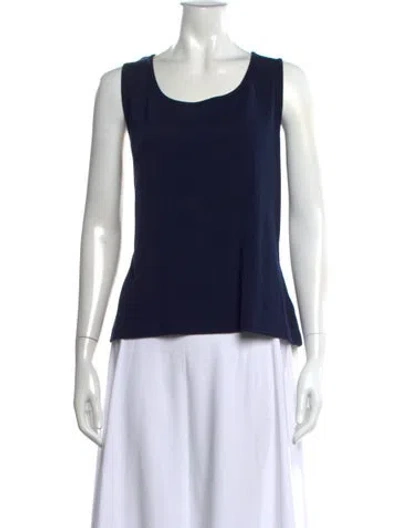 Pre-owned St. John Caviar Scoop Neck Sleeveless Top In Blue