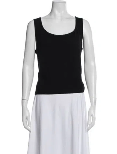 Pre-owned St. John Caviar Scoop Neck Sleeveless Top In Blue