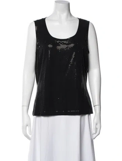 Pre-owned St. John Caviar Scoop Neck Sleeveless Top In Blue