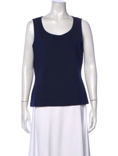 Pre-owned St. John Caviar Scoop Neck Sleeveless Top In Blue