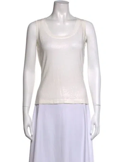 Pre-owned St. John Caviar Scoop Neck Sleeveless Top In Metallic/neutrals