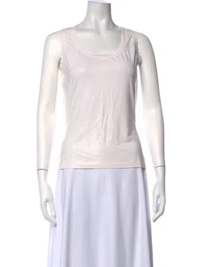 Pre-owned St. John Caviar Scoop Neck Sleeveless Top In Metallic/neutrals