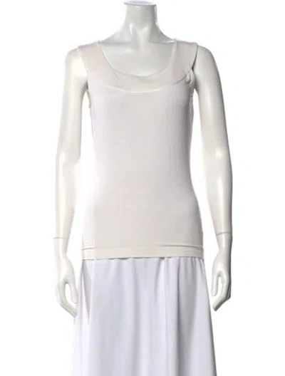 Pre-owned St. John Caviar Scoop Neck Sleeveless Top In Neutral