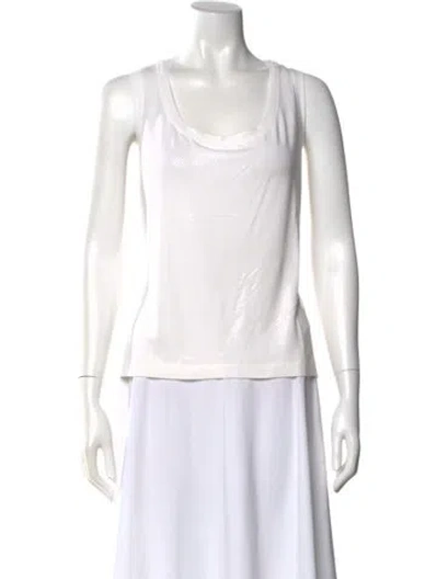 Pre-owned St. John Caviar Scoop Neck Sleeveless Top In Neutral