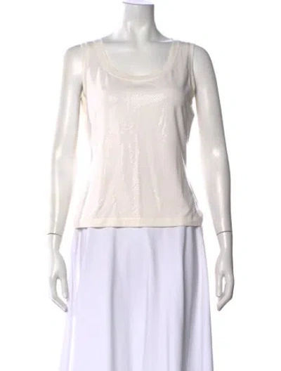 Pre-owned St. John Caviar Scoop Neck Sleeveless Top In Neutral