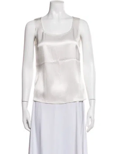 Pre-owned St. John Caviar Scoop Neck Sleeveless Top In Neutrals