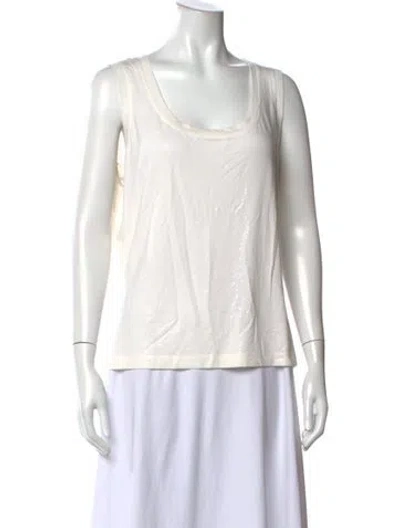 Pre-owned St. John Caviar Scoop Neck Sleeveless Top In Neutrals
