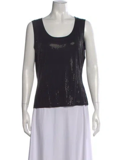 Pre-owned St. John Caviar Scoop Neck Sleeveless Top W/ Tags In Black