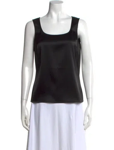 Pre-owned St. John Caviar Scoop Neck Sleeveless Top W/ Tags In Black