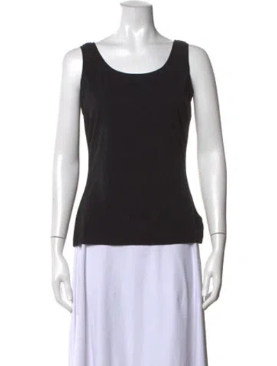 Pre-owned St. John Caviar Scoop Neck Sleeveless Top W/ Tags In Black
