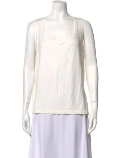 Pre-owned St. John Caviar Scoop Neck Sleeveless Top W/ Tags In White