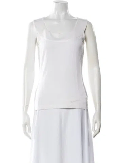 Pre-owned St. John Caviar Scoop Neck Sleeveless Top In White