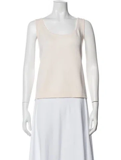 Pre-owned St. John Caviar Scoop Neck Sleeveless Top In White