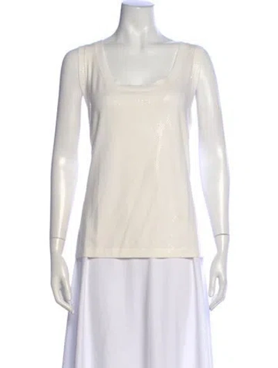 Pre-owned St. John Caviar Scoop Neck Sleeveless Top In White