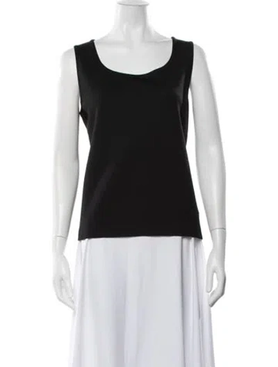 Pre-owned St. John Caviar Scoop Neck Sleeveless Top In White