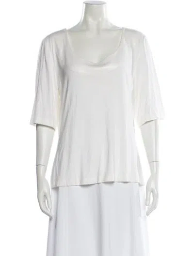 Pre-owned St. John Caviar Scoop Neck Three-quarter Sleeve Top In Neutral