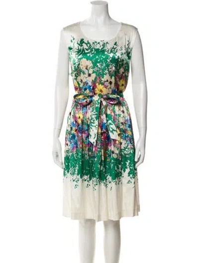 Pre-owned St. John Caviar Silk Knee-length Dress In Multi