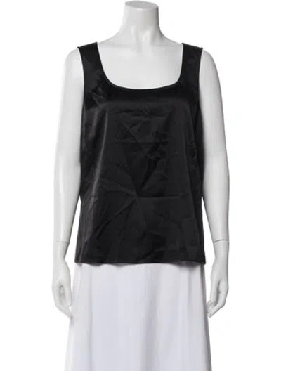 Pre-owned St. John Caviar Silk Square Neckline Top W/ Tags In Blue