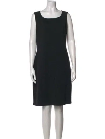 Pre-owned St. John Caviar Square Neckline Knee-length Dress In Black