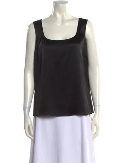 Pre-owned St. John Caviar Square Neckline Sleeveless Top In Black
