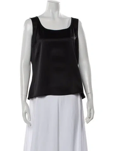 Pre-owned St. John Caviar Square Neckline Sleeveless Top In Black