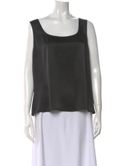 Pre-owned St. John Caviar Square Neckline Sleeveless Top In Black