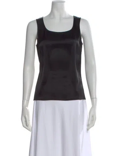 Pre-owned St. John Caviar Square Neckline Sleeveless Top In Black