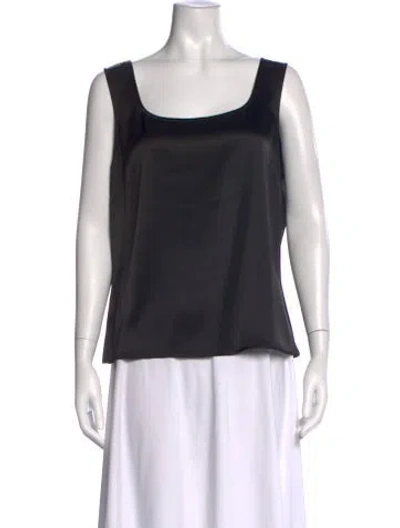 Pre-owned St. John Caviar Square Neckline Sleeveless Top In Black