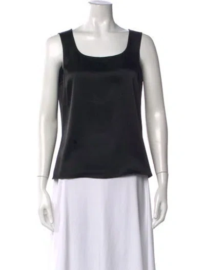 Pre-owned St. John Caviar Square Neckline Sleeveless Top In Black