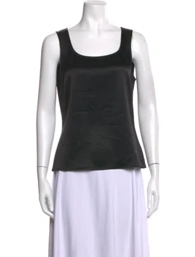 Pre-owned St. John Caviar Square Neckline Sleeveless Top In Black