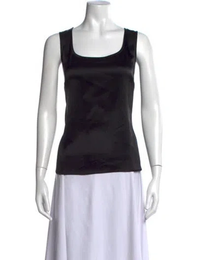 Pre-owned St. John Caviar Square Neckline Sleeveless Top In Black