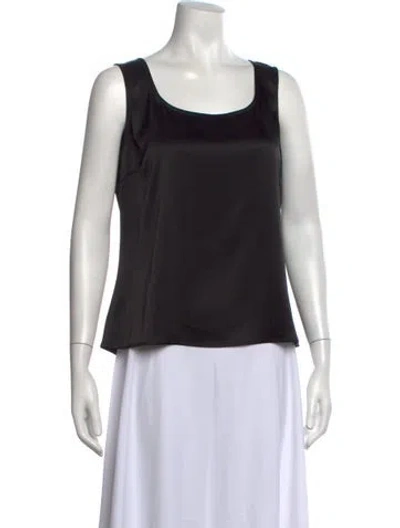 Pre-owned St. John Caviar Square Neckline Sleeveless Top In Black
