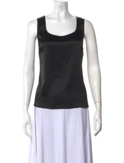 Pre-owned St. John Caviar Square Neckline Sleeveless Top In Black