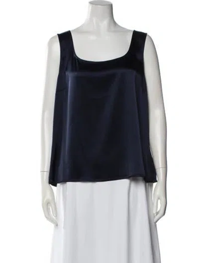Pre-owned St. John Caviar Square Neckline Sleeveless Top In Blue