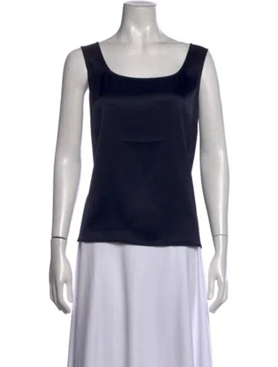Pre-owned St. John Caviar Square Neckline Sleeveless Top In Blue