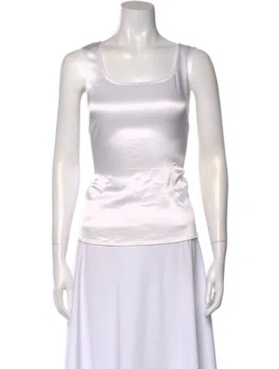 Pre-owned St. John Caviar Square Neckline Sleeveless Top In Neutral