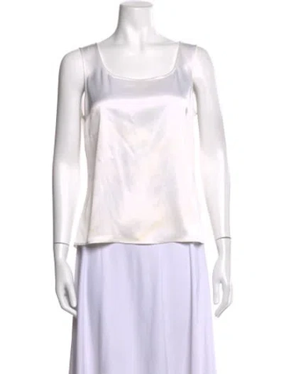 Pre-owned St. John Caviar Square Neckline Sleeveless Top In Neutral