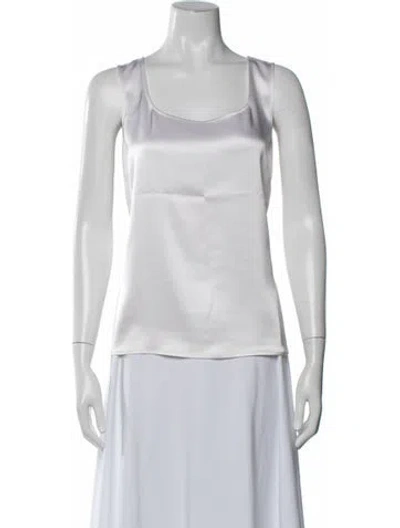 Pre-owned St. John Caviar Square Neckline Sleeveless Top In Neutrals