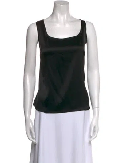 Pre-owned St. John Caviar Square Neckline Sleeveless Top W/ Tags In Black