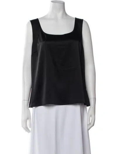 Pre-owned St. John Caviar Square Neckline Sleeveless Top W/ Tags In Black