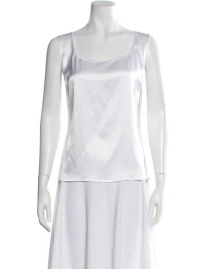 Pre-owned St. John Caviar Square Neckline Sleeveless Top W/ Tags In White