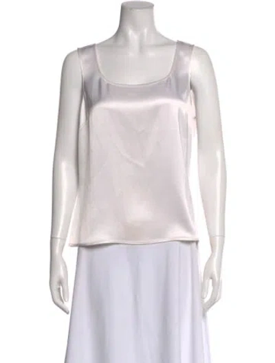 Pre-owned St. John Caviar Square Neckline Sleeveless Top In White