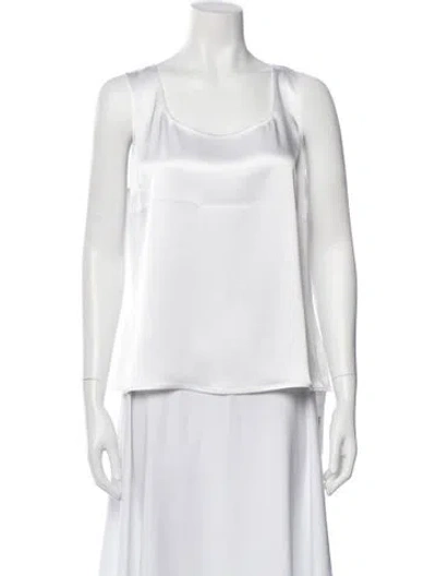 Pre-owned St. John Caviar Square Neckline Sleeveless Top In White