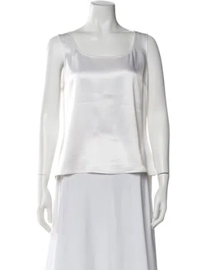 Pre-owned St. John Caviar Square Neckline Sleeveless Top In White
