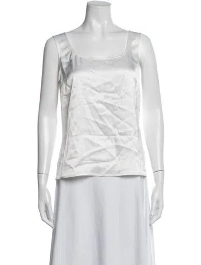 Pre-owned St. John Caviar Square Neckline Sleeveless Top In White