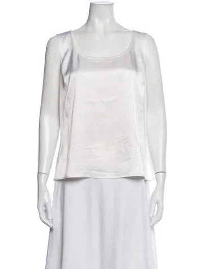 Pre-owned St. John Caviar Square Neckline Sleeveless Top In White