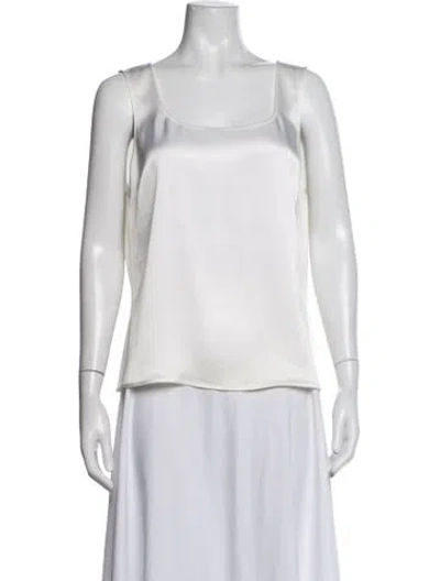 Pre-owned St. John Caviar Square Neckline Sleeveless Top In White